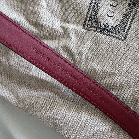 NEW GUCCI Plutone Calfskin Gucci Buckle 20mm Thin Belt 80 32 Rosso - Picture 9 of 9